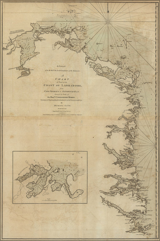 24"x36" Gallery Poster, map of Part of Coast of Labrador canada 1777