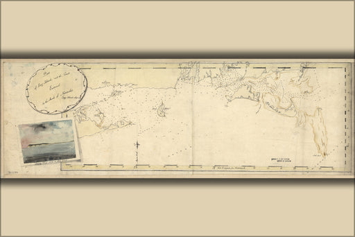 24"x36" Gallery Poster, map of Part of Long Island east to Nantucket 1778