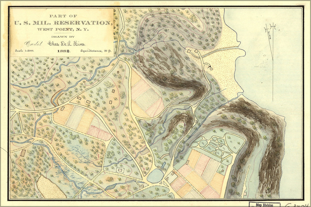 24"x36" Gallery Poster, map of Part of West Point, New york 1889