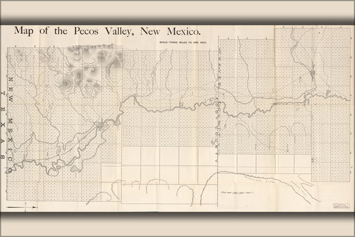 24"x36" Gallery Poster, map of Pecos Valley New Mexico 1890