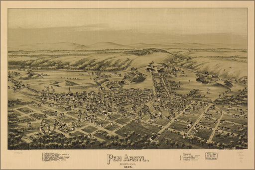 24"x36" Gallery Poster, map of Pen Argyl, Pennsylvania 1894