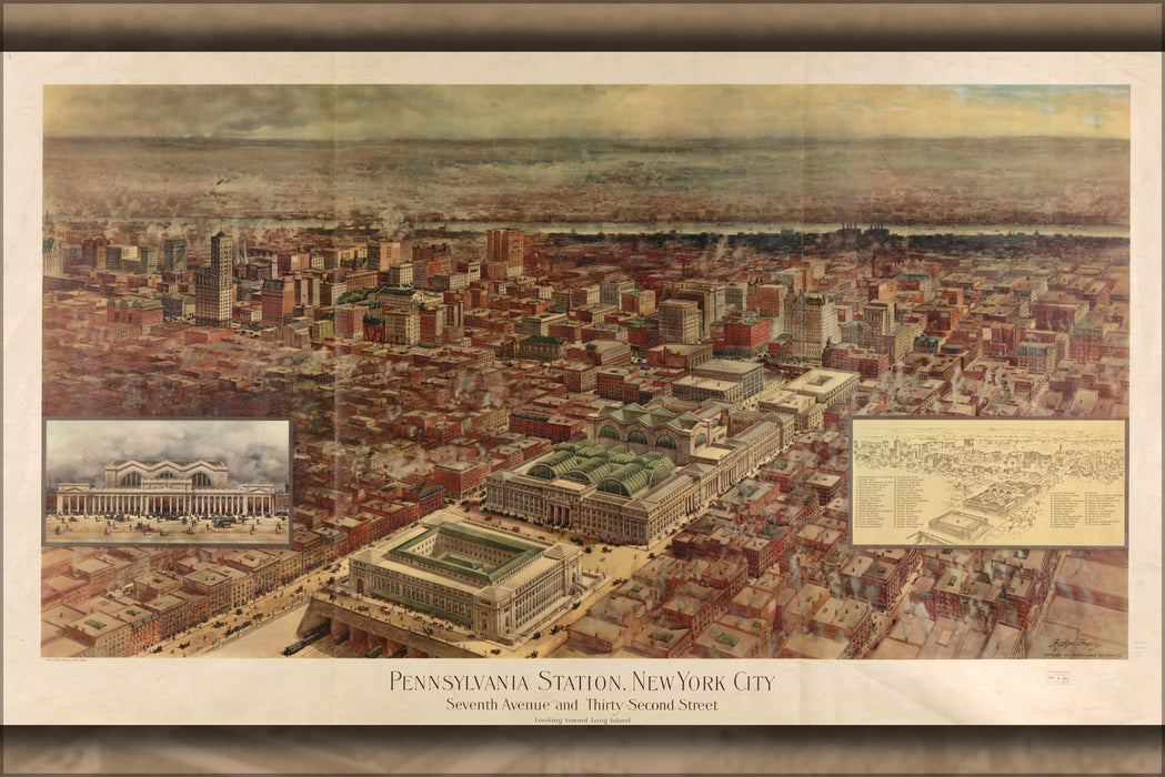 24"x36" Gallery Poster, map of Penn Station, New York city 1910