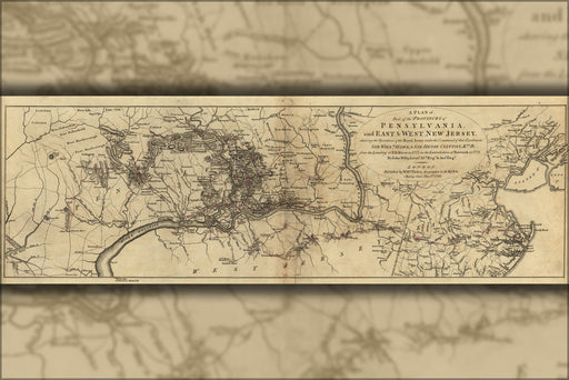 24"x36" Gallery Poster, map of Pennsylvania and New Jersey 1777