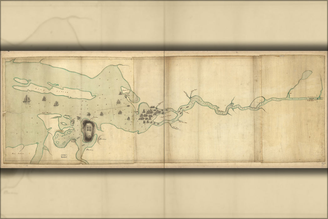 24"x36" Gallery Poster, map of Penobscot River and Bay Maine 1779