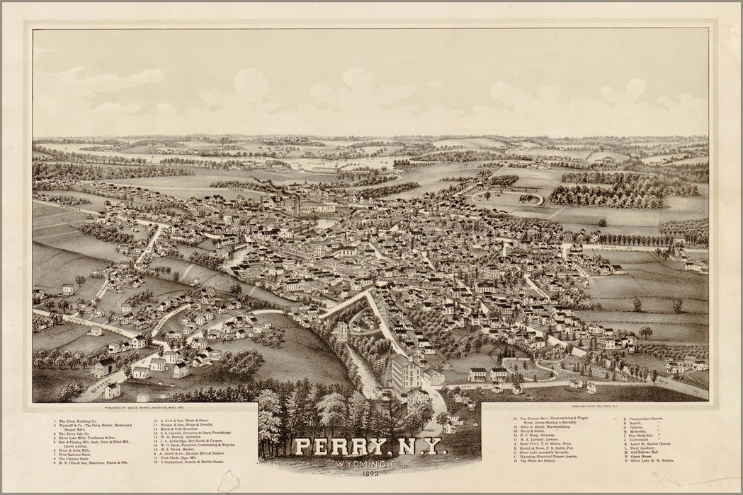 24"x36" Gallery Poster, map of Perry, New york state 1892