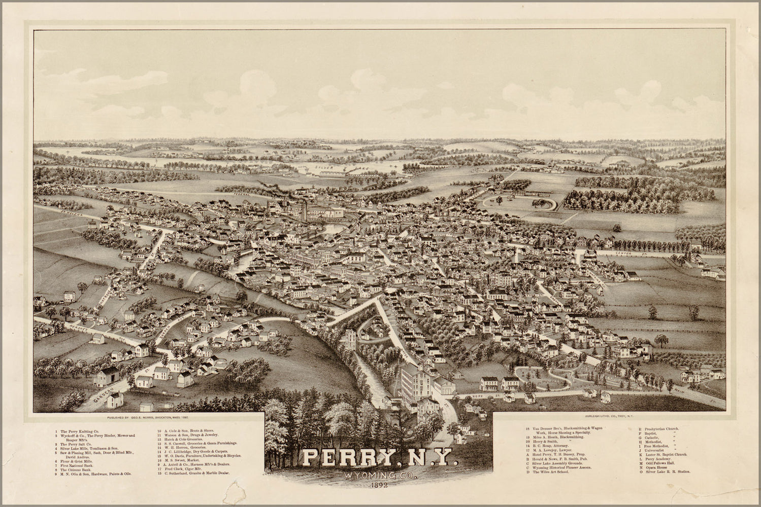 24"x36" Gallery Poster, map of Perry, New york state 1892