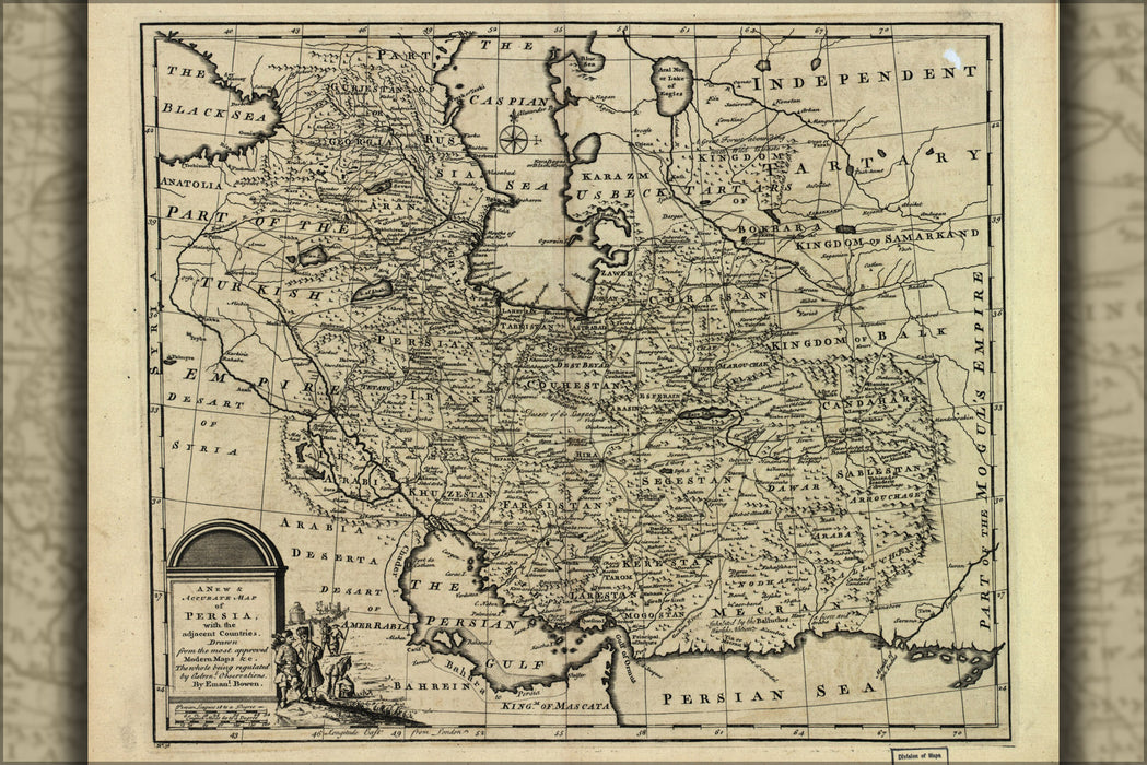 24"x36" Gallery Poster, map of Persia, 1747