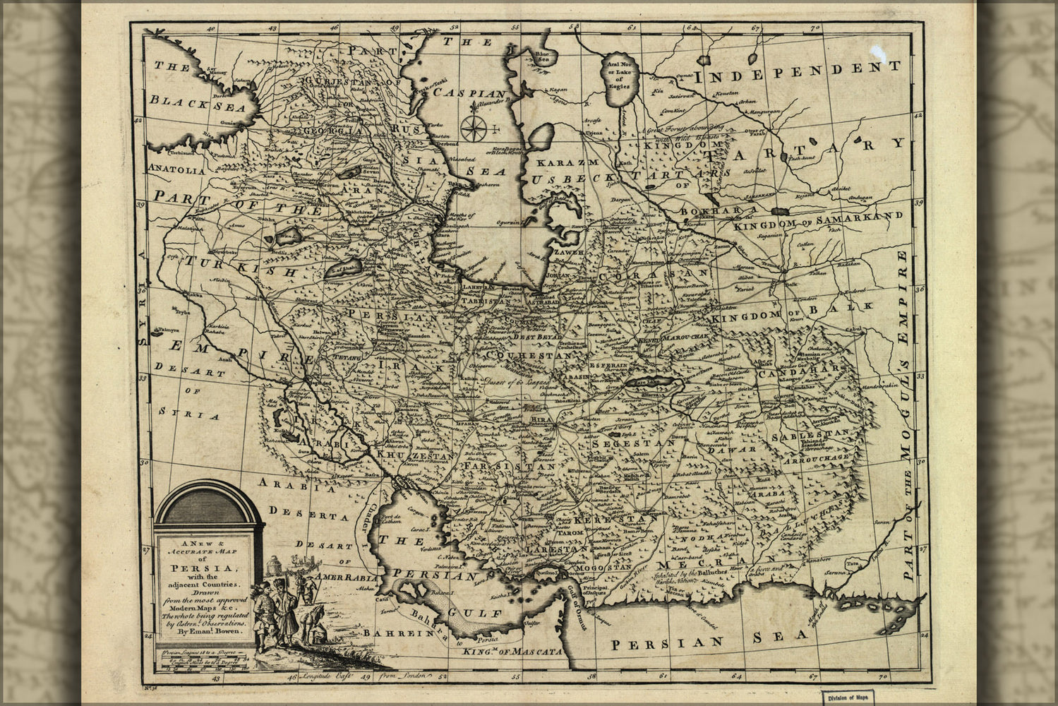 24"x36" Gallery Poster, map of Persia, 1747