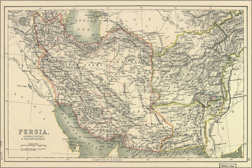 24"x36" Gallery Poster, map of Persia, Afghanistan & pakistan 1901