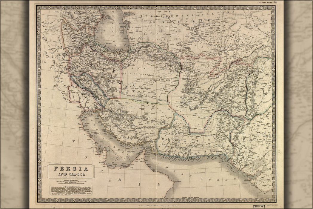 24"x36" Gallery Poster, map of Persia iran afghanistan pakistan 1850