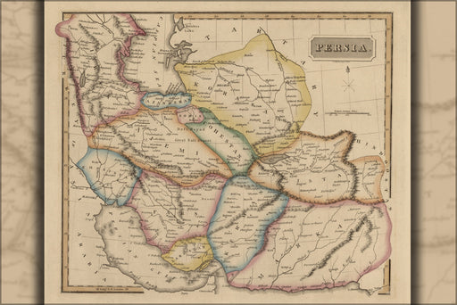 24"x36" Gallery Poster, map of Persia iran iraq afghanistan pakistan 1817