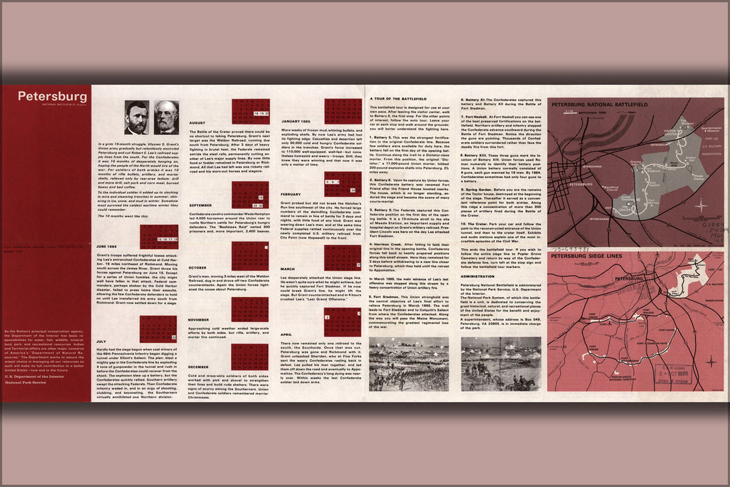 24"x36" Gallery Poster, map of Petersburg National Battlefield. Mar. 1969