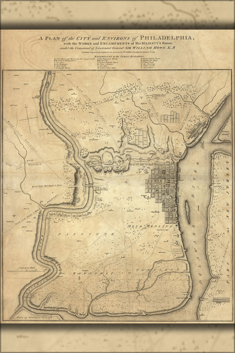 24"x36" Gallery Poster, map of Philadelphia, 1779