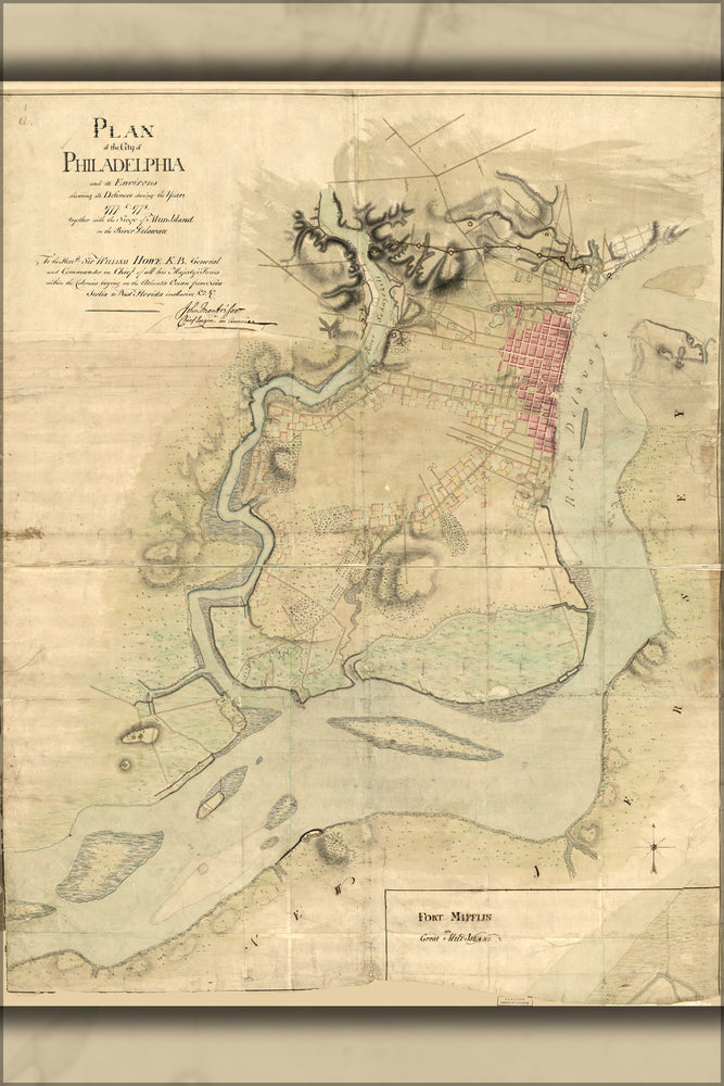 24"x36" Gallery Poster, map of Philadelphia & defenses 1777-78