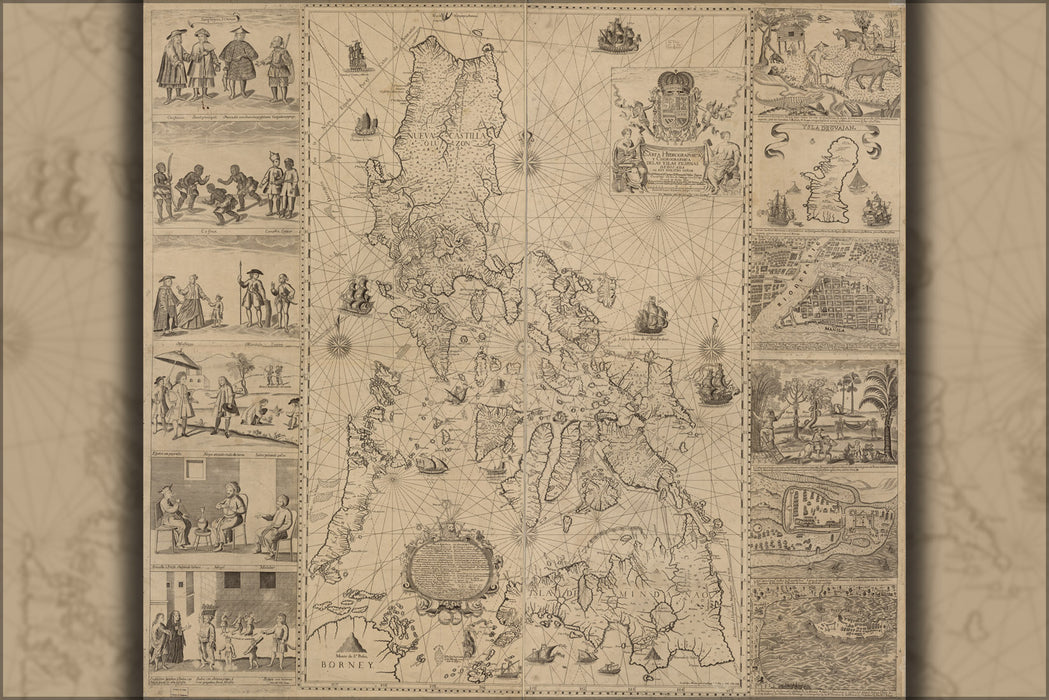 24"x36" Gallery Poster, map of Philippines 1734