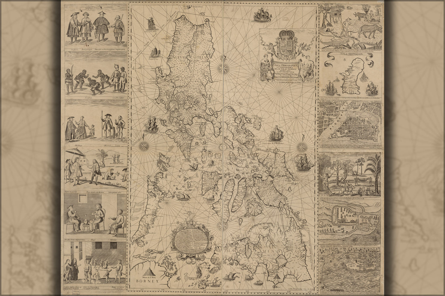24"x36" Gallery Poster, map of Philippines 1734