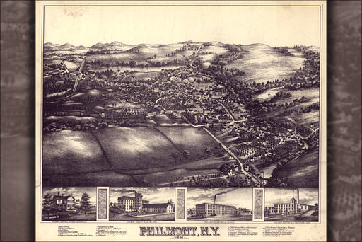 24"x36" Gallery Poster, map of Philmont, New york 1881