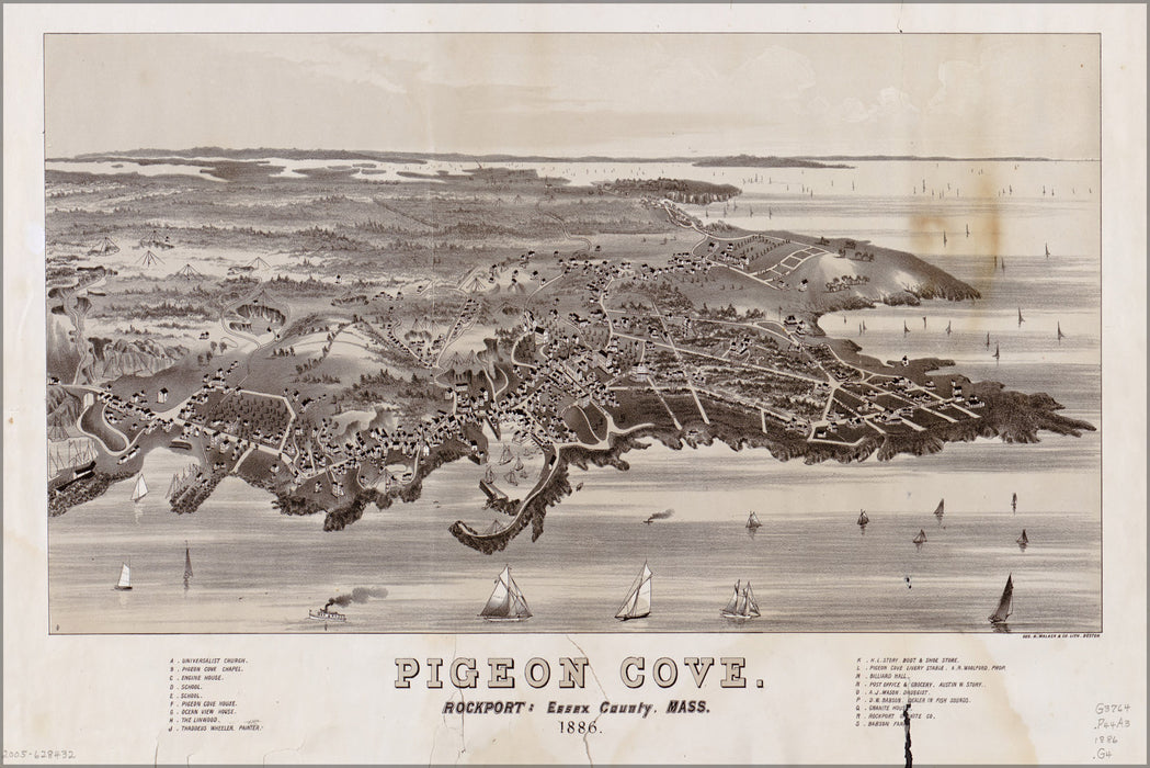 24"x36" Gallery Poster, map of Pigeon Cove Rockport Massachusetts 1886