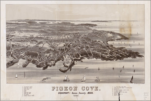 24"x36" Gallery Poster, map of Pigeon Cove Rockport Massachusetts 1886