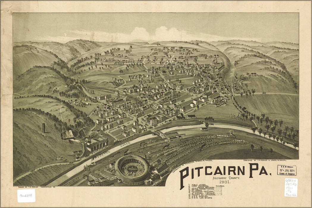 24"x36" Gallery Poster, map of Pitcairn, Pennsylvania 1901