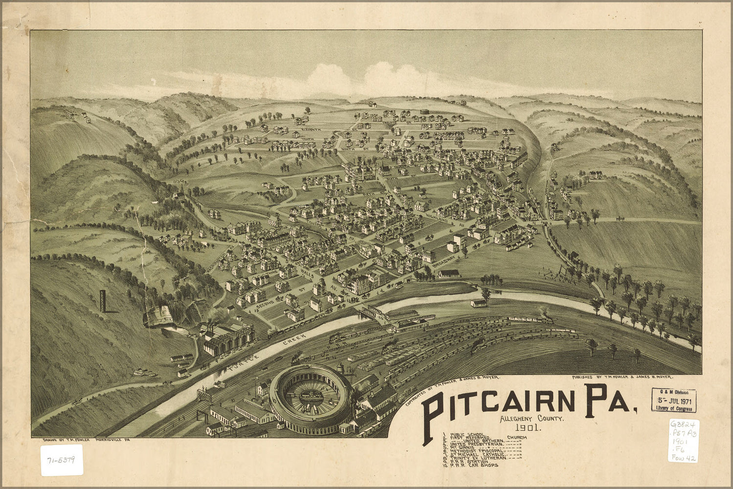 24"x36" Gallery Poster, map of Pitcairn, Pennsylvania 1901