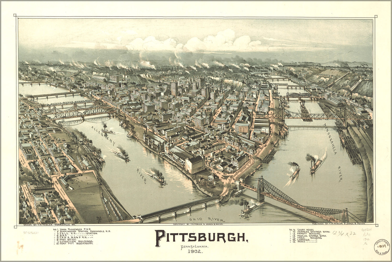 24"x36" Gallery Poster, map of Pittsburgh, Pennsylvania 1902