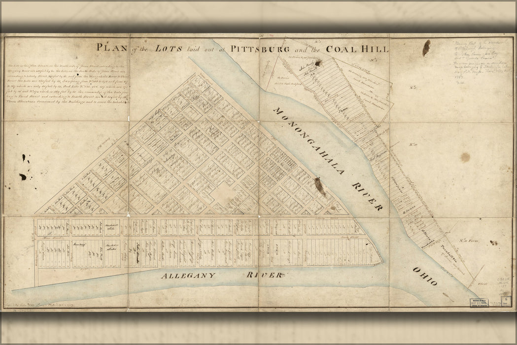 24"x36" Gallery Poster, map of Pittsburgh pennsylvania 1787