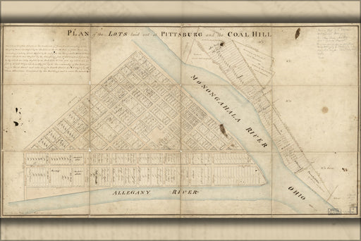 24"x36" Gallery Poster, map of Pittsburgh pennsylvania 1787