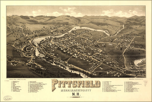 24"x36" Gallery Poster, map of Pittsfield, New hampshire 1884