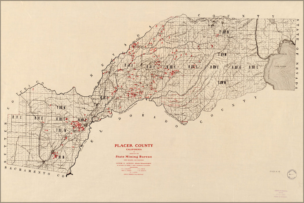 24"x36" Gallery Poster, map of Placer County California 1902