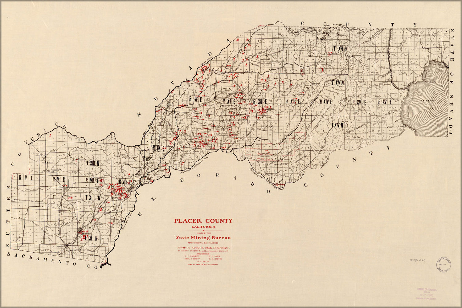 24"x36" Gallery Poster, map of Placer County California 1902