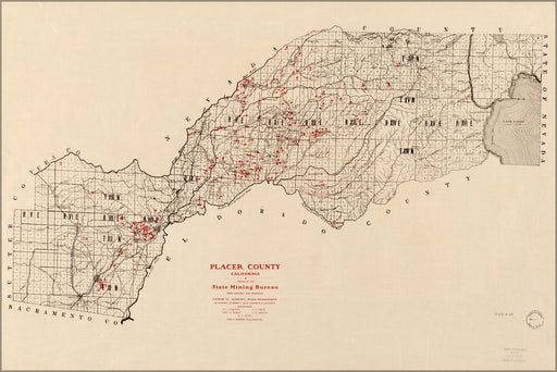24"x36" Gallery Poster, map of Placer County California 1902