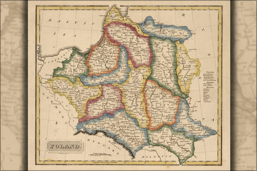 24"x36" Gallery Poster, map of Poland 1817