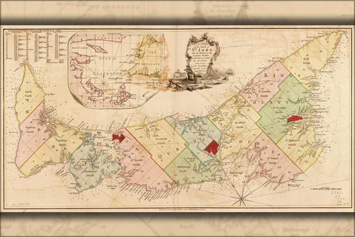 24"x36" Gallery Poster, map of Prince Edward Island 1775