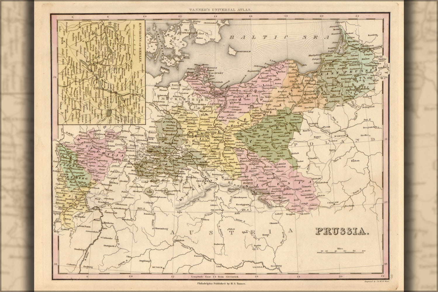 24"x36" Gallery Poster, map of Prussia 1844