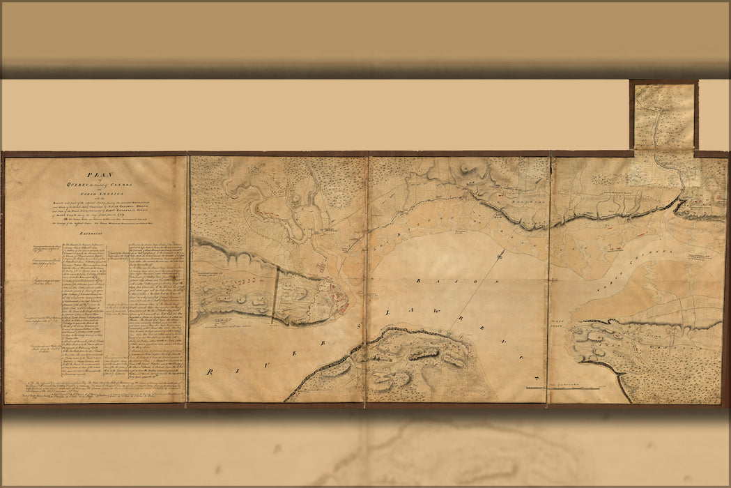 24"x36" Gallery Poster, map of Quebec, Canada 1759