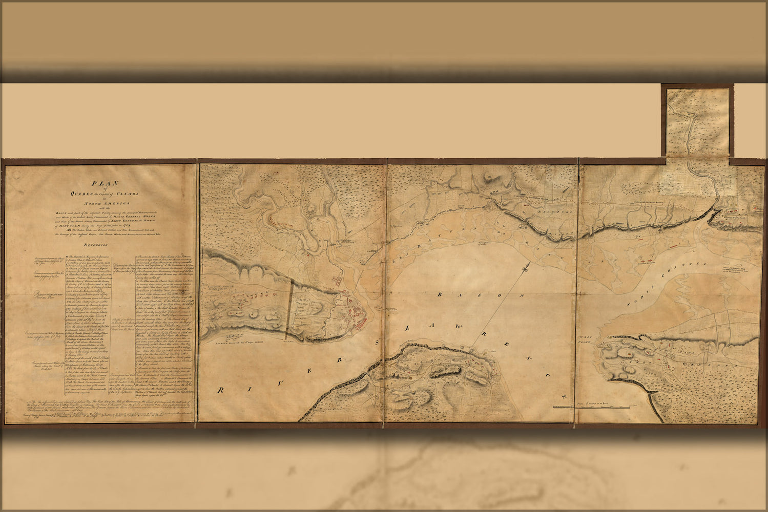 24"x36" Gallery Poster, map of Quebec, Canada 1759