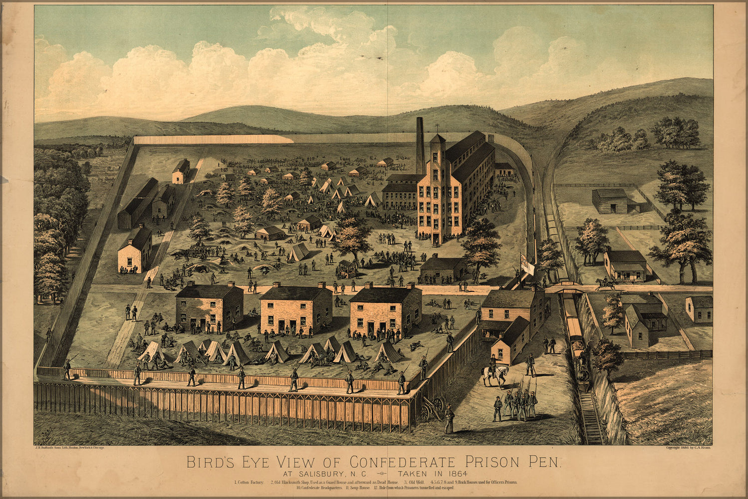 24"x36" Gallery Poster, map of Rebel prison Salisbury North Carolina 1864