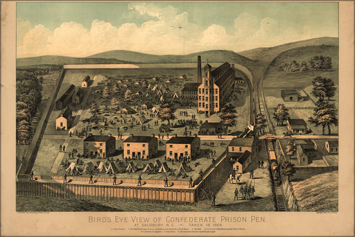 24"x36" Gallery Poster, map of Rebel prison Salisbury North Carolina 1864
