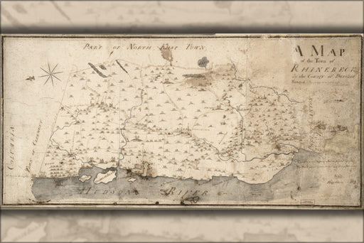24"x36" Gallery Poster, map of Rhinebeck new york state 1798