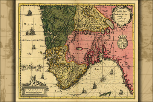 24"x36" Gallery Poster, map of Rogaland fylke norway 18th century