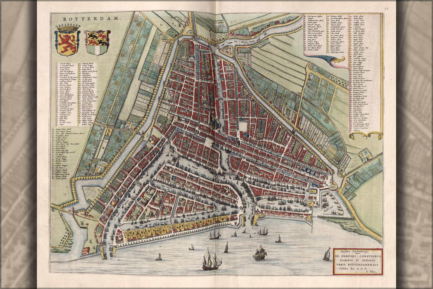 24"x36" Gallery Poster, map of Rotterdam netherlands 1642
