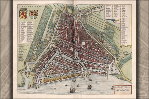 24"x36" Gallery Poster, map of Rotterdam netherlands 1642