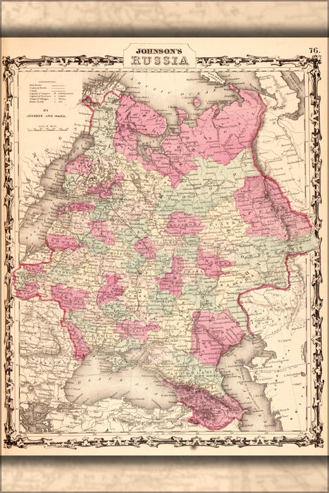 24"x36" Gallery Poster, map of Russia 1862