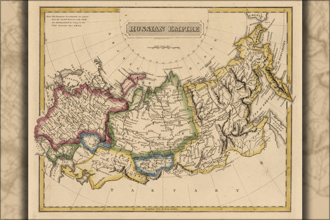 24"x36" Gallery Poster, map of Russian Empire russia 1817