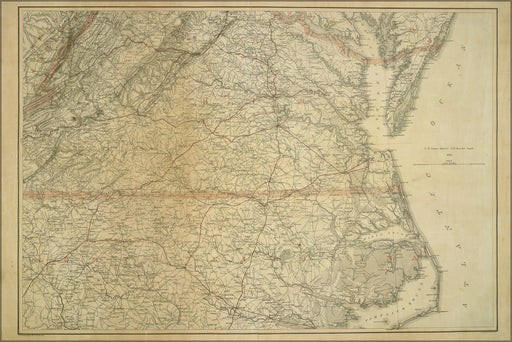 24"x36" Gallery Poster, map of S Virginia & n North Carolina 1865