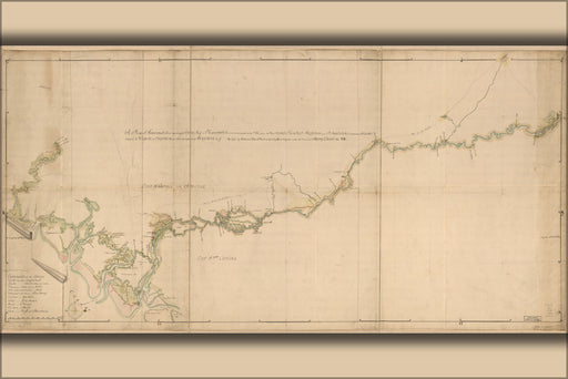 24"x36" Gallery Poster, map of Savannah River georgia 1752