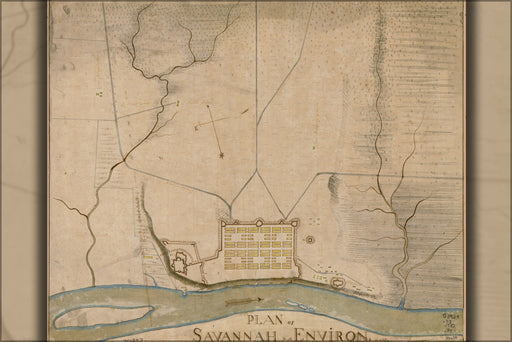 24"x36" Gallery Poster, map of Savannah georgia & its environs in 1782