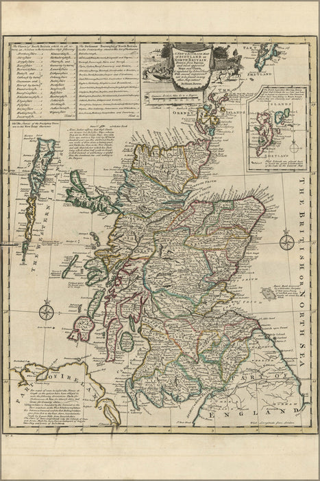 24"x36" Gallery Poster, map of Scotland 1752