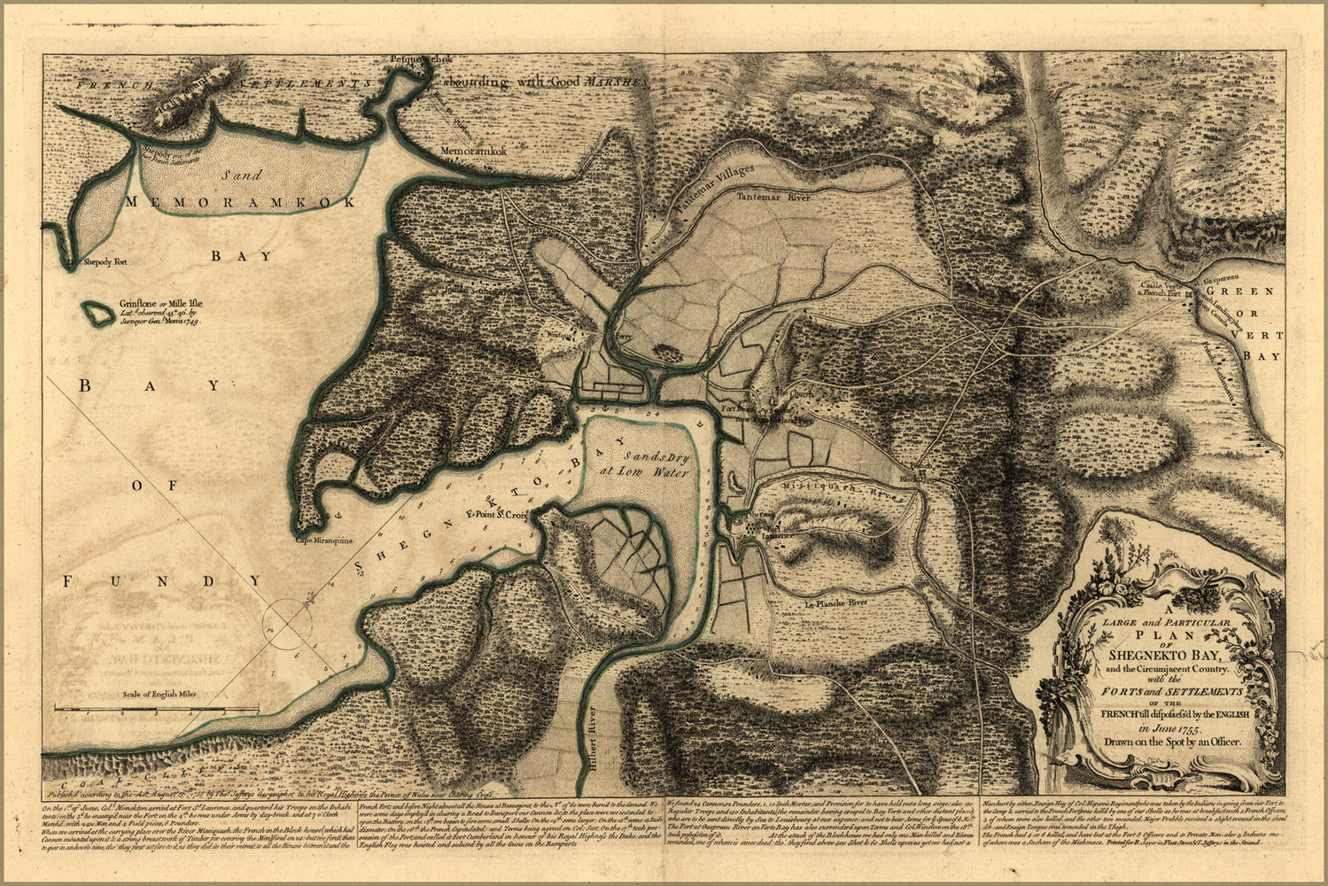 24"x36" Gallery Poster, map of Shegnekto Bay, canada 1768